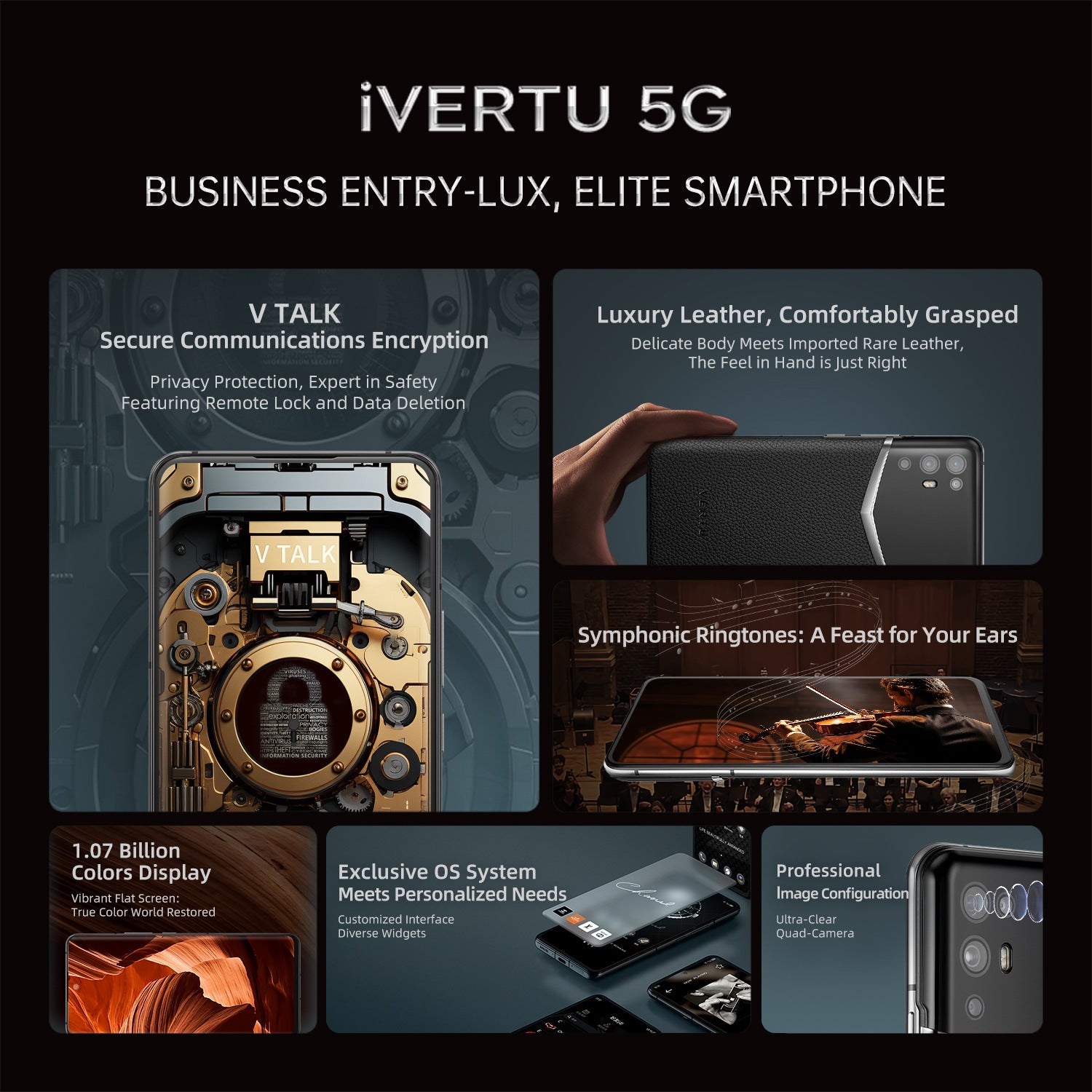Ivertu Alligator Skin 5G Phone – Iron Black