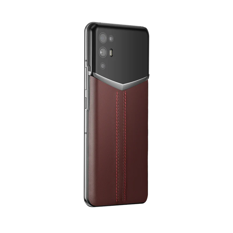 Ivertu Stitched Calfskin 5G Phone – Burgundy Red