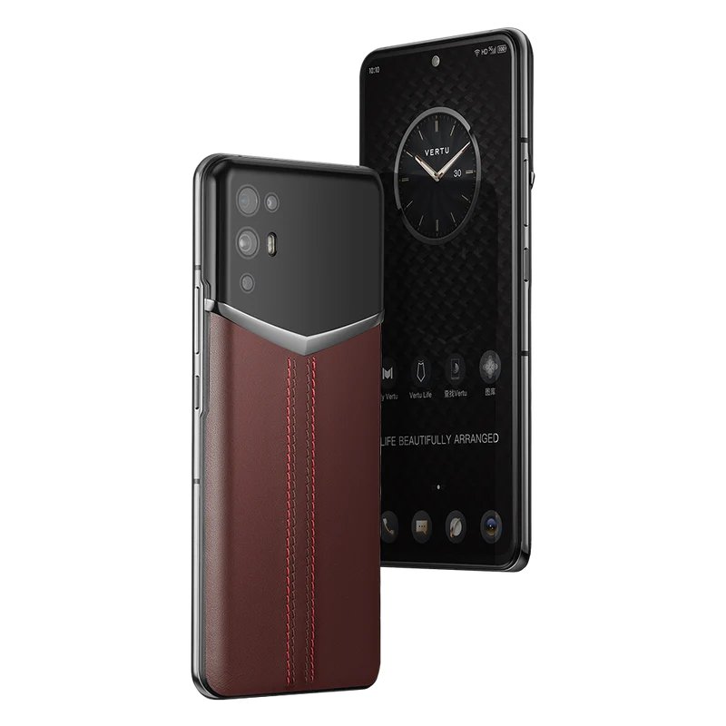 Ivertu Stitched Calfskin 5G Phone – Burgundy Red