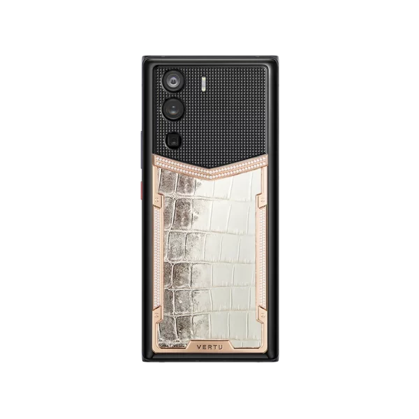 Metavertu 1 Curve Screen Himalaya Alligator Skin 18K Gold & Diamonds 5G Web3 Phone – Black