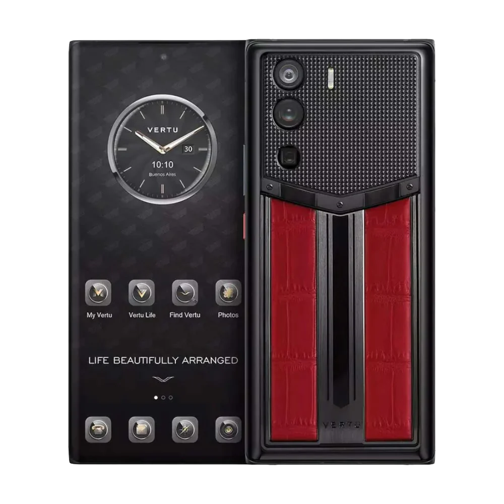 Metavertu 1 Curve Screen Race Track Design Alligator Skin Web3 Phone – Flame Red