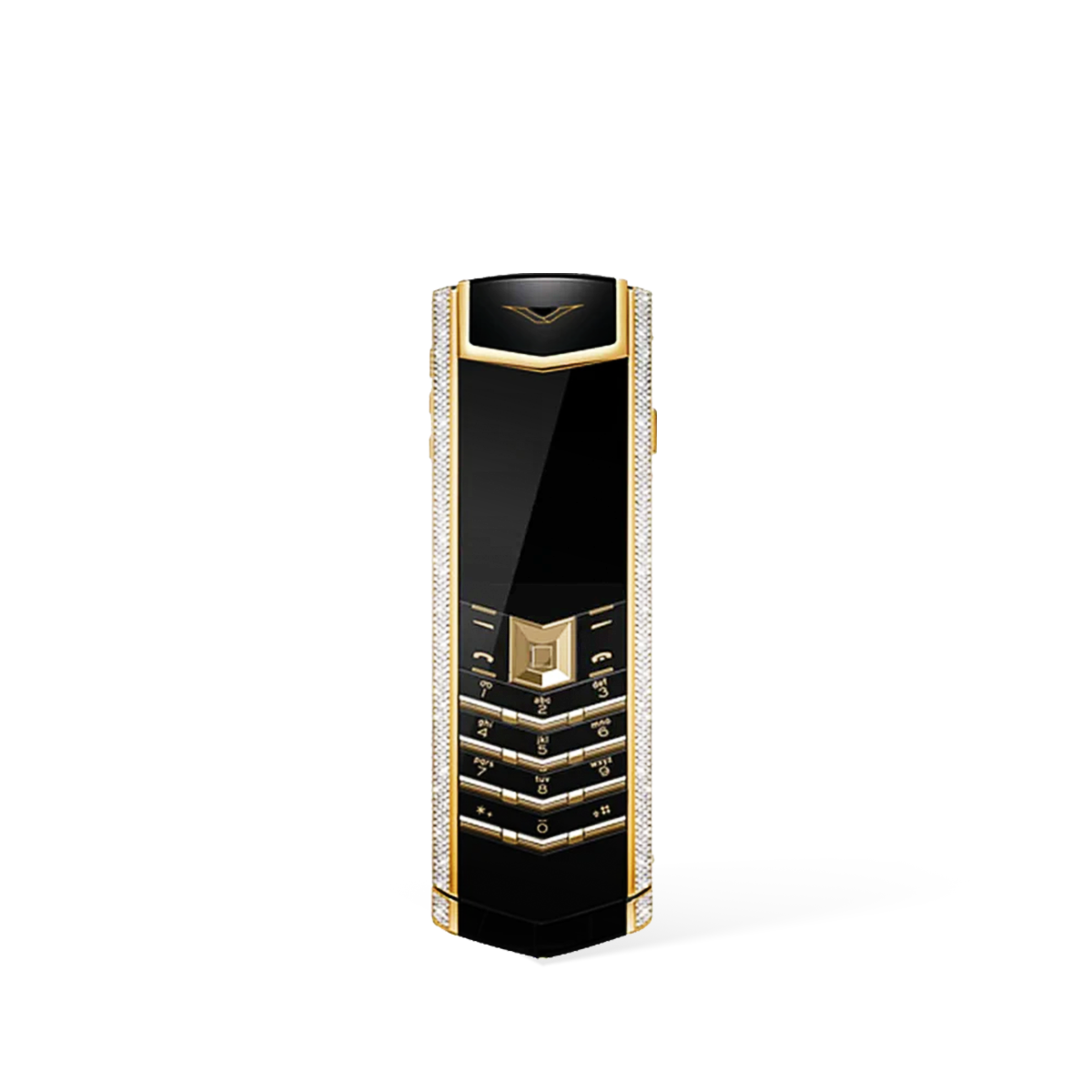 Signature V Diamond Alligator Skin Keypad Phone – Black