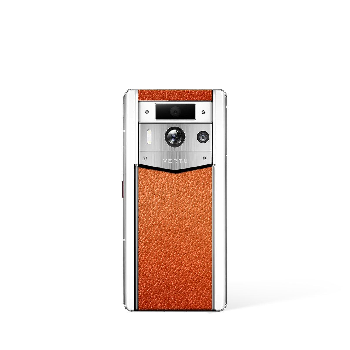 Metavertu 2 Max Screen White Calfskin Web3 AI Phone – Orange (Silver Case)