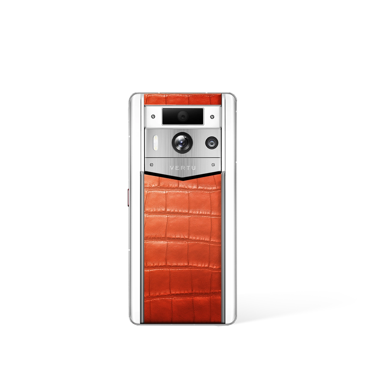 Metavertu 2 Max Screen White Alligator Skin Web3 AI Phone – Orange (Silver Case)