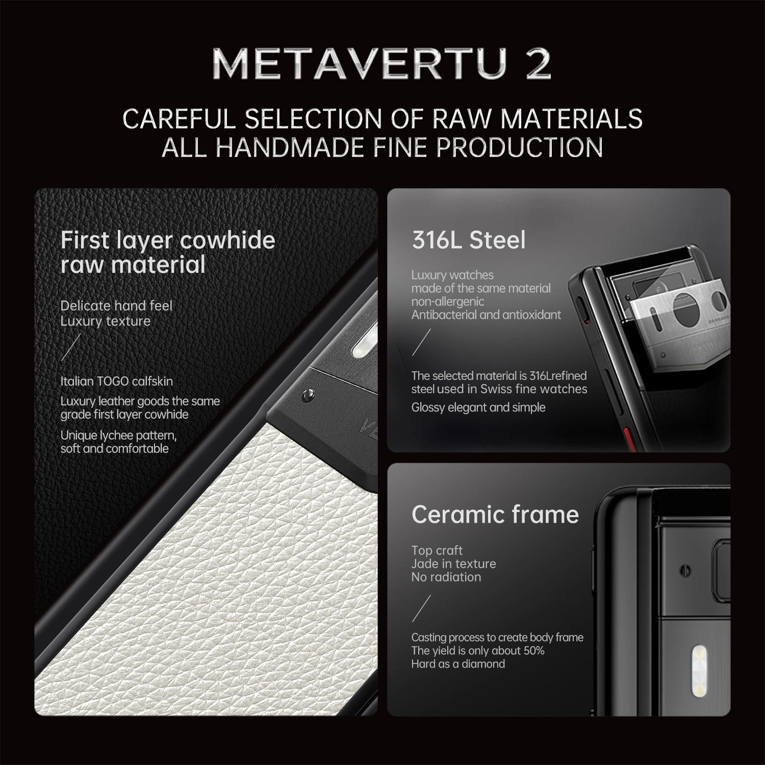 Metavertu 2 Max Screen White Calfskin Web3 AI Phone – Caramel (Silver Case)